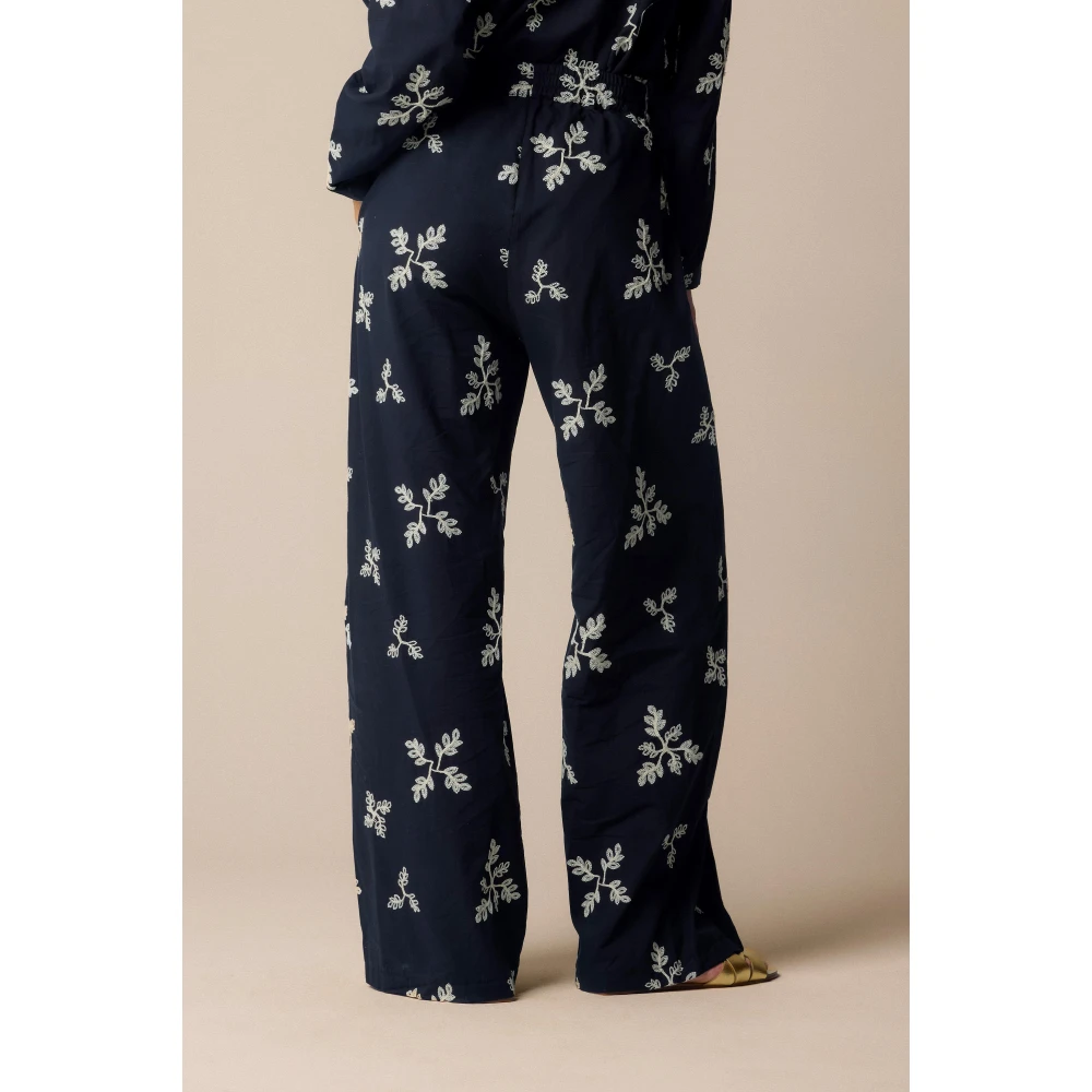 Kocca Palazzo broek met verfijnd all-over patroon Black Dames