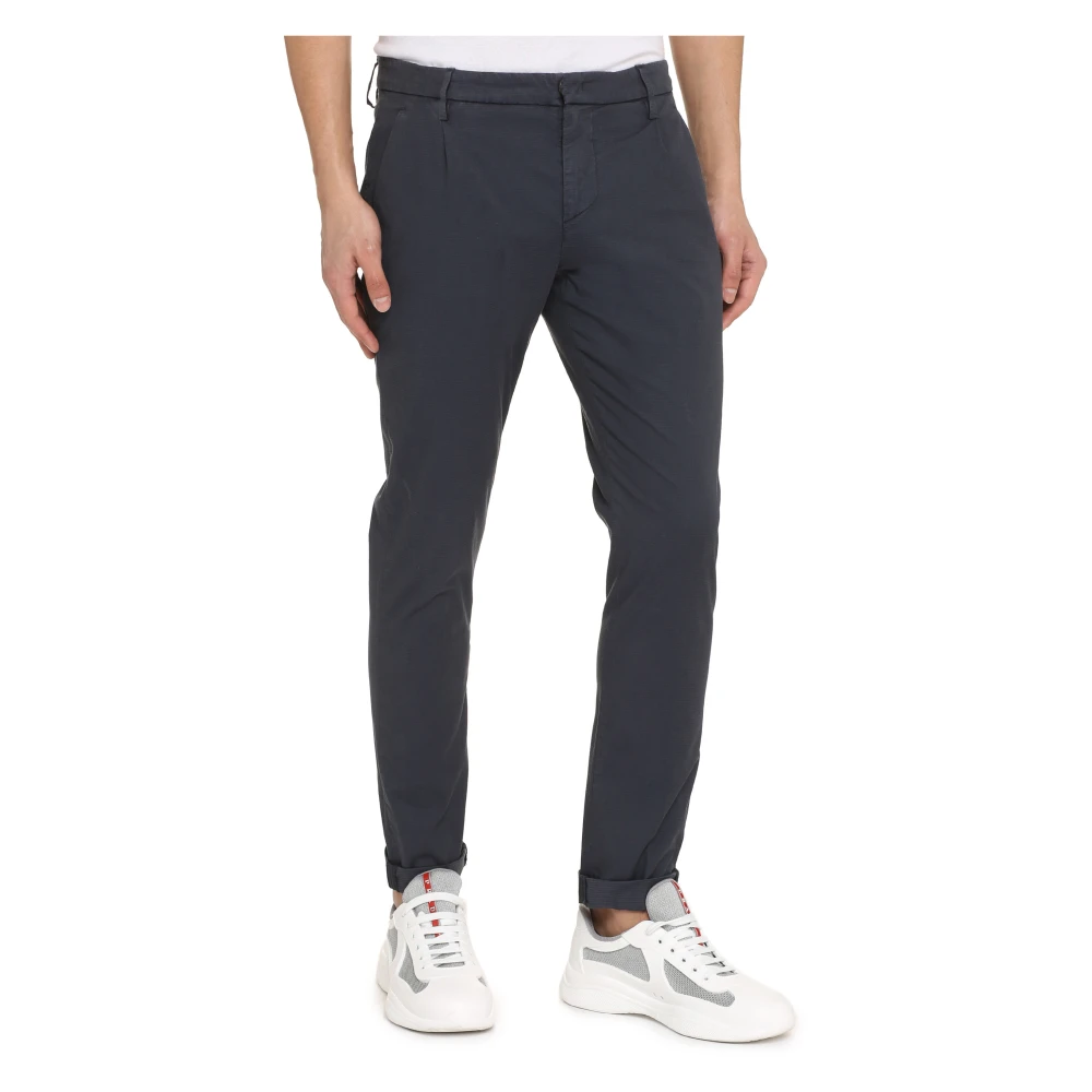 Dondup Katoenen Chino Broeken met Oprolbare Manchetten Blue Heren