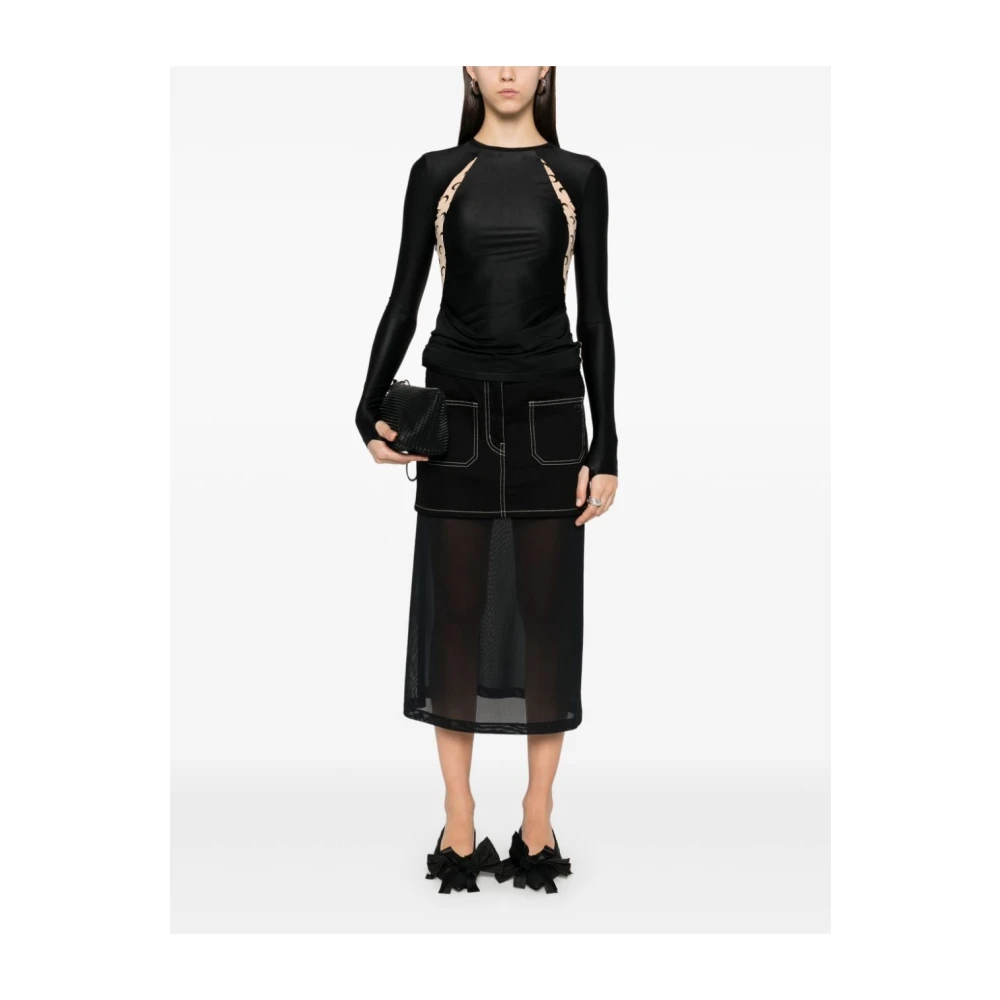 Marine Serre Zwart Bovenkleding voor Vrouwen Aw24 Black Dames