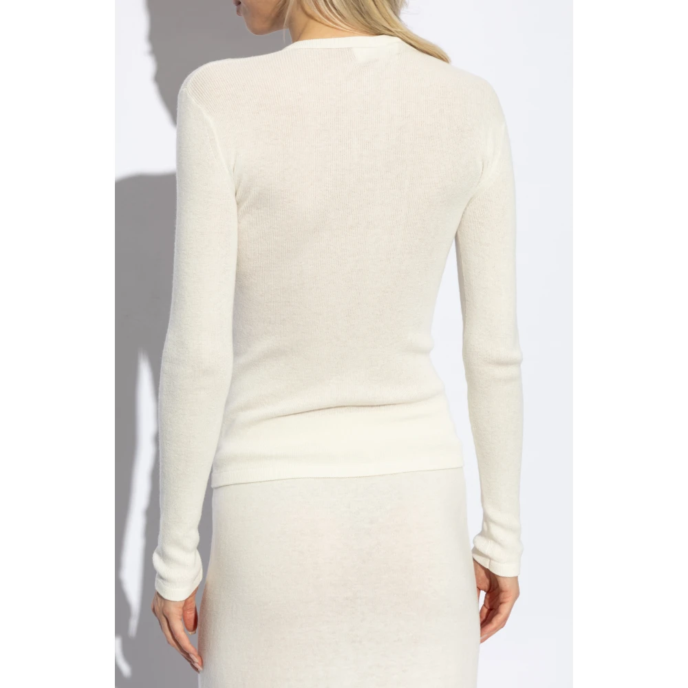 Lisa Yang Geribbelde top Vivian Beige Dames