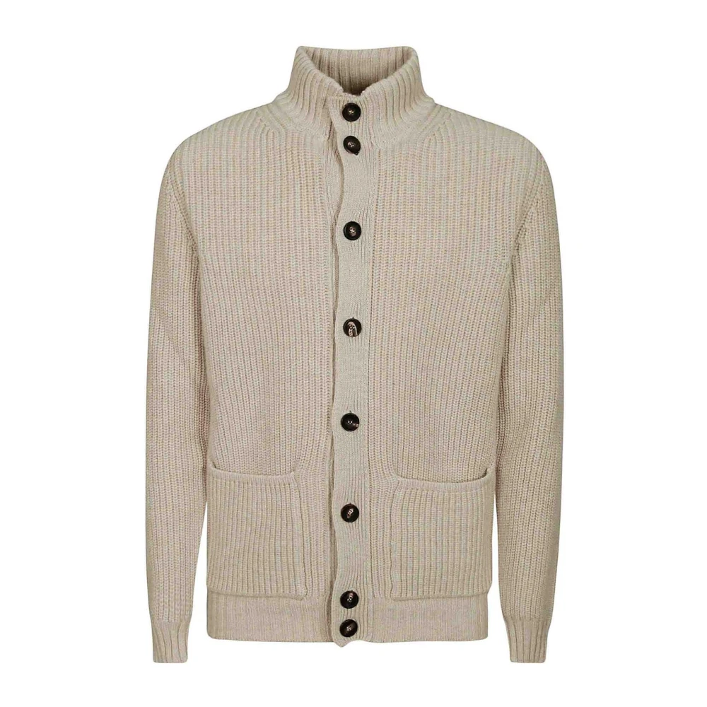 Filippo De Laurentiis Beige Fisherman Rib Buttoned Cardigan - Male - Cardigans - Xl - Knitwear