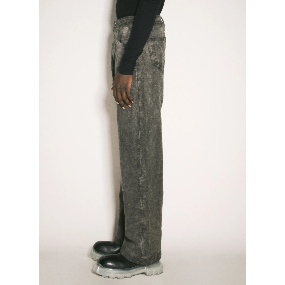 Rick Owens Coated-Felt Finish Jeans Gray Heren