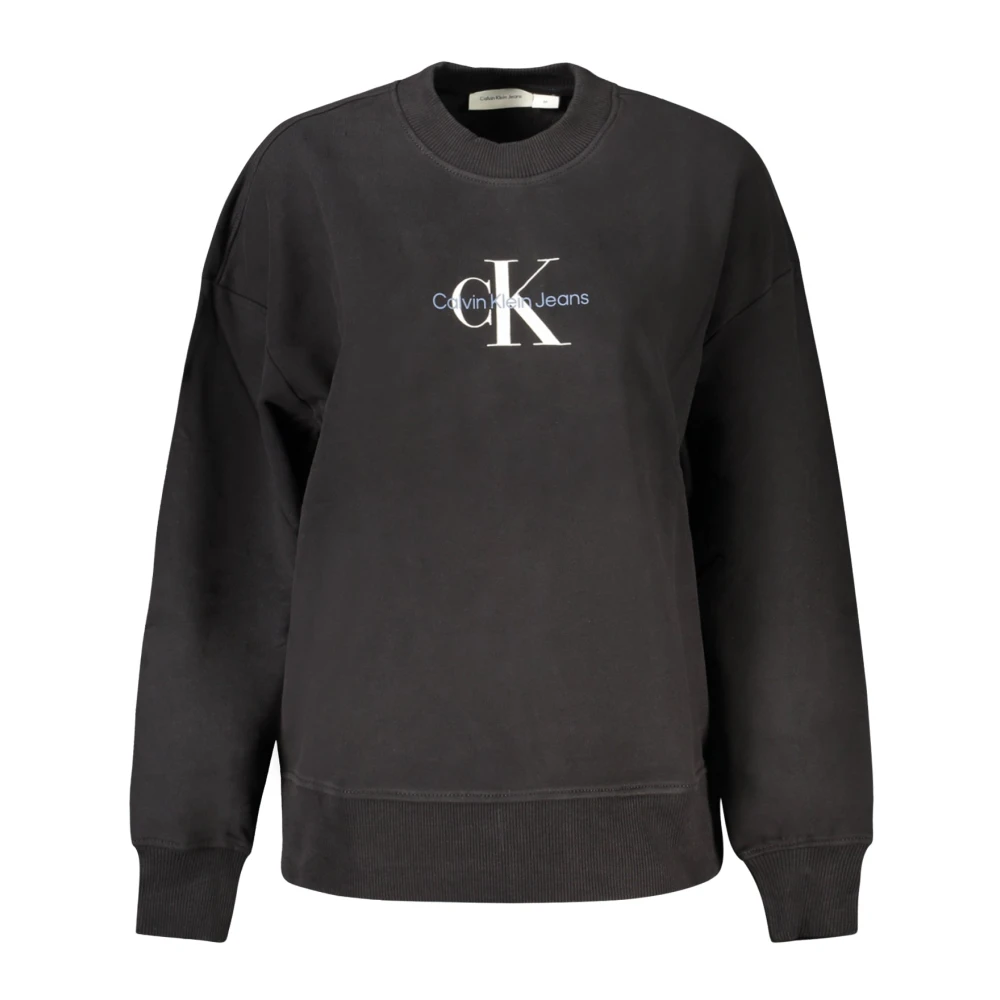 Calvin Klein Zwarte Sweatshirt met Print en Lange Mouwen Black Dames