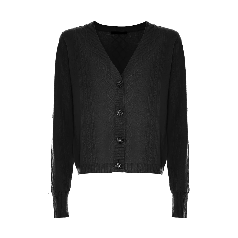 Kocca Wollen Vest met Elegante Juweelknopen Black Dames