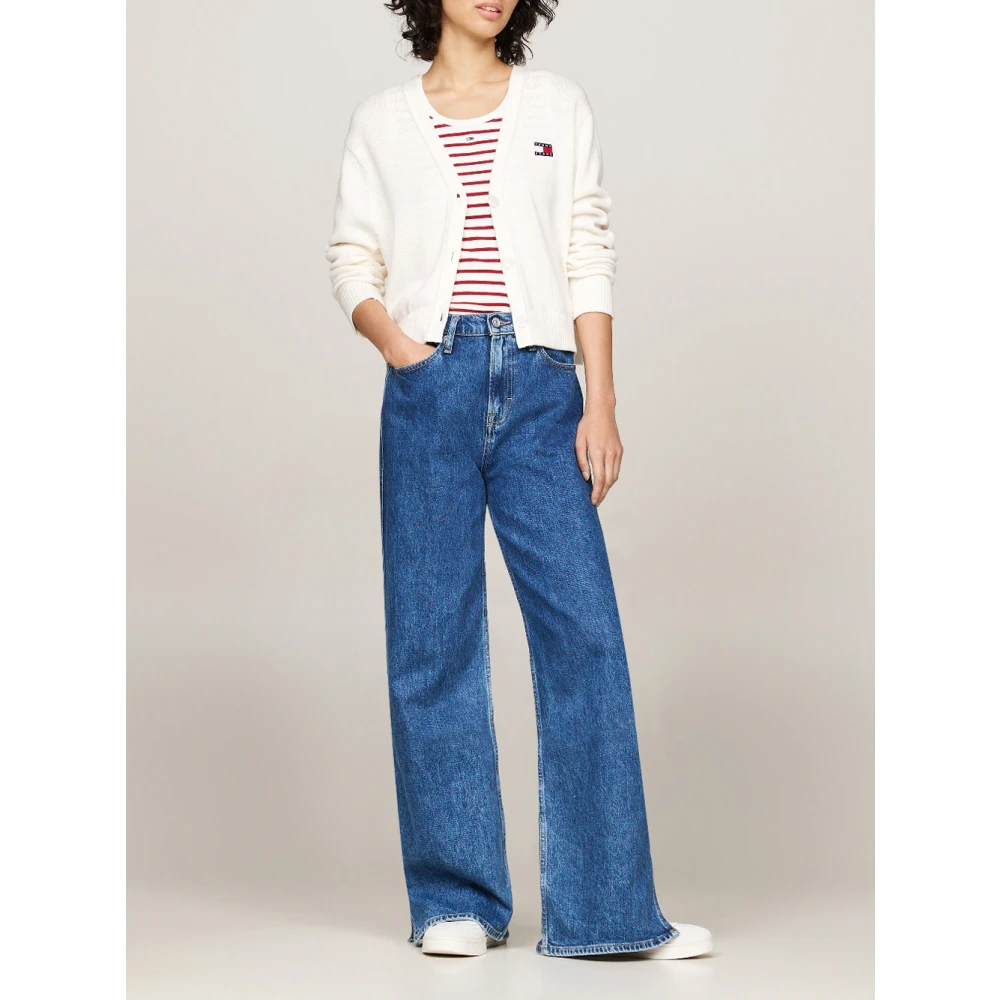 Tommy Jeans Witte Sweater Cardigan Essential Badge White Dames