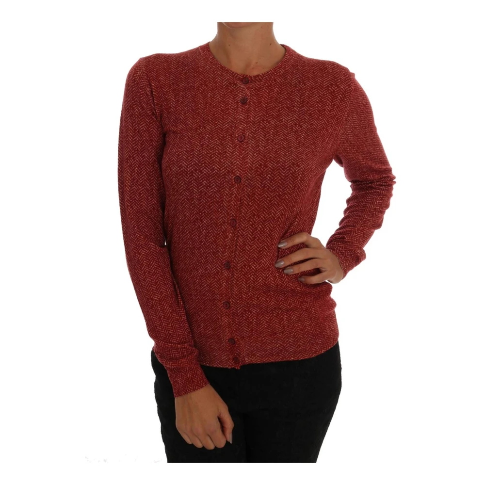 Dolce & Gabbana Röd Ull Cardigan Tröja Red, Dam