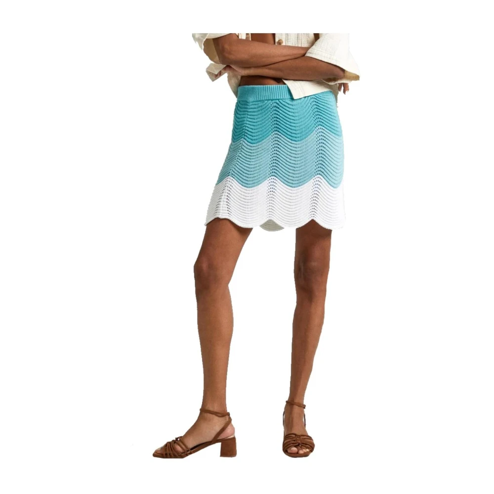 Pepe Jeans Elegante Gehaakte Rok Blue Dames