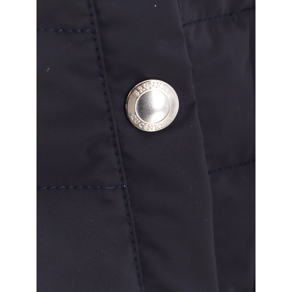 BRUNELLO CUCINELLI Gewatteerd mouwloos jack met drukknopen Blue Heren