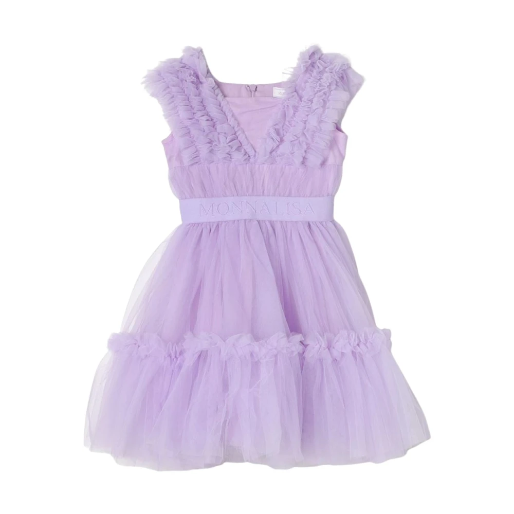 Monnalisa Girls Purple Dresses,, Wisteria Ruffle Dress Size 2 Y