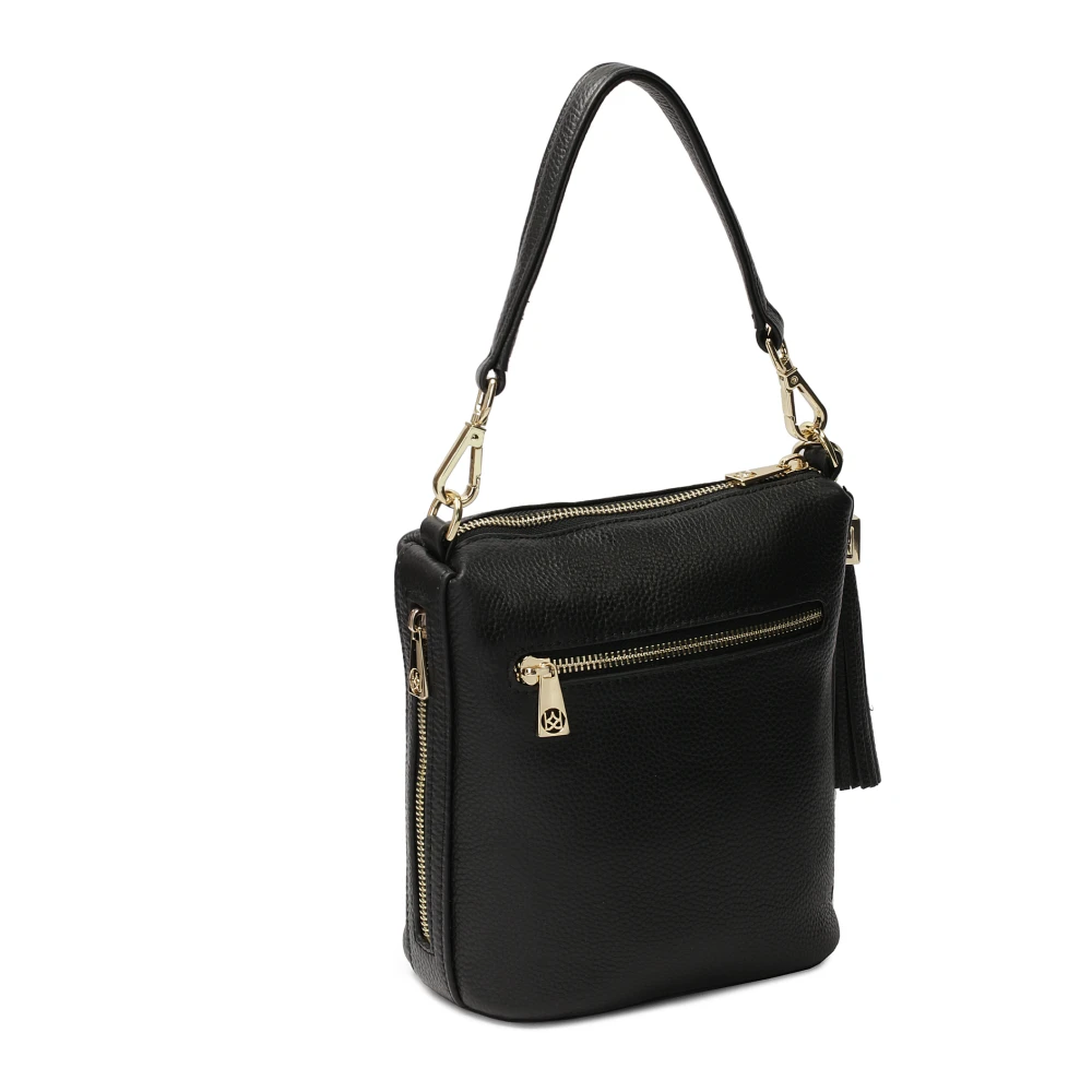 Kazar Leren zwarte posttas met afneembare sleutelhanger Black Dames