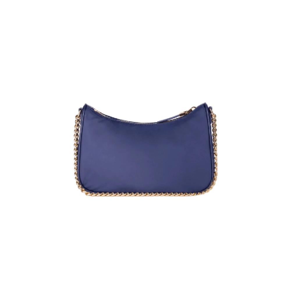 Elisabetta Franchi Marine Schoudertas met Jacquard Banden Blue Dames