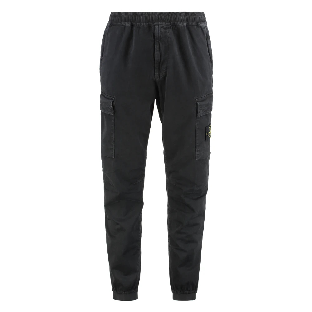 Stone Island Black Slim-Fit Trousers, Male, W36, Cargo Trousers