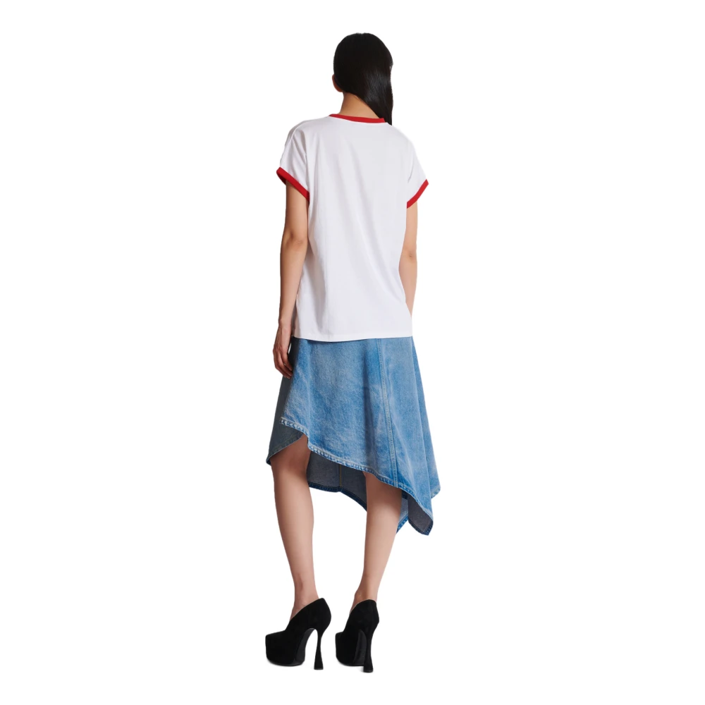 Balmain Tweekleurig T-shirt met Aardbeienprint White Dames