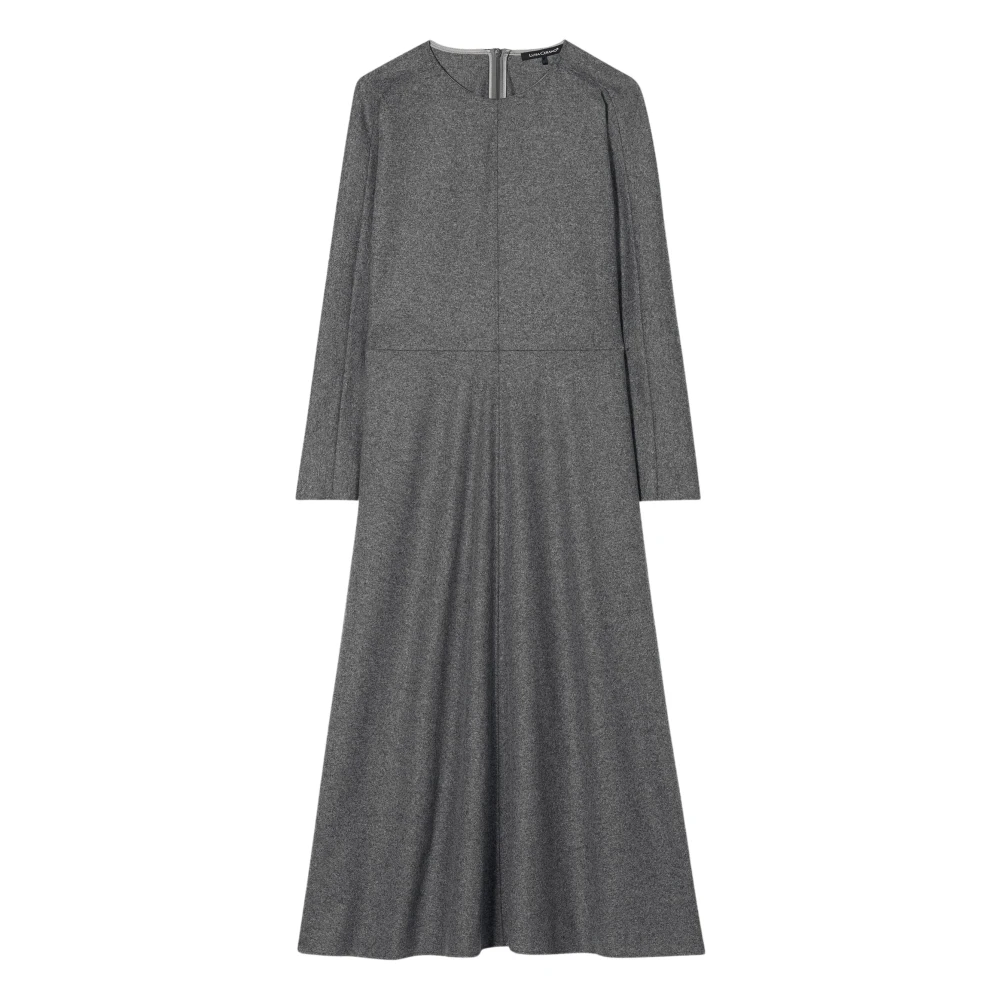 LUISA CERANO Flare Wollen Flanellen Jurk met Rits Gray Dames