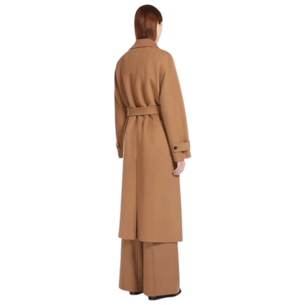 Max Mara Kameelwollen Jas Dubbelbreasted Brown Dames