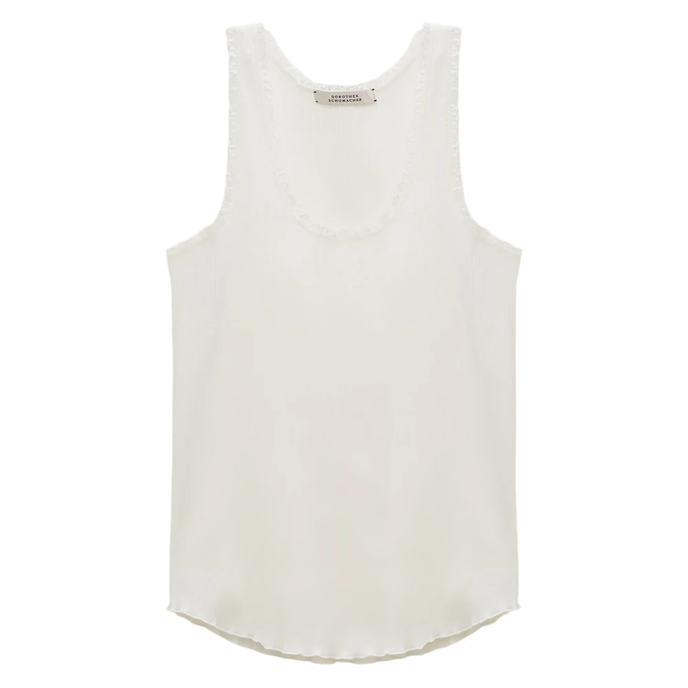 Dorothee schumacher Geribbeld Tanktop met Kant Details White Dames