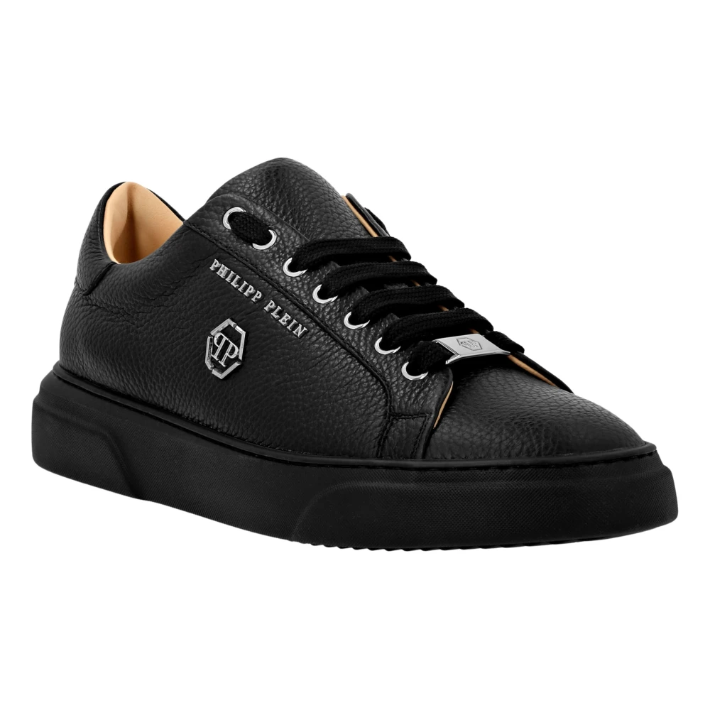 Philipp Plein Leather Lo-Top Sneakers Hexagon unisex Schoenen Zwart