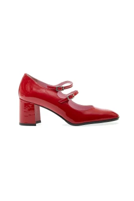 Röda Lackläder Dubbelrem Pumps