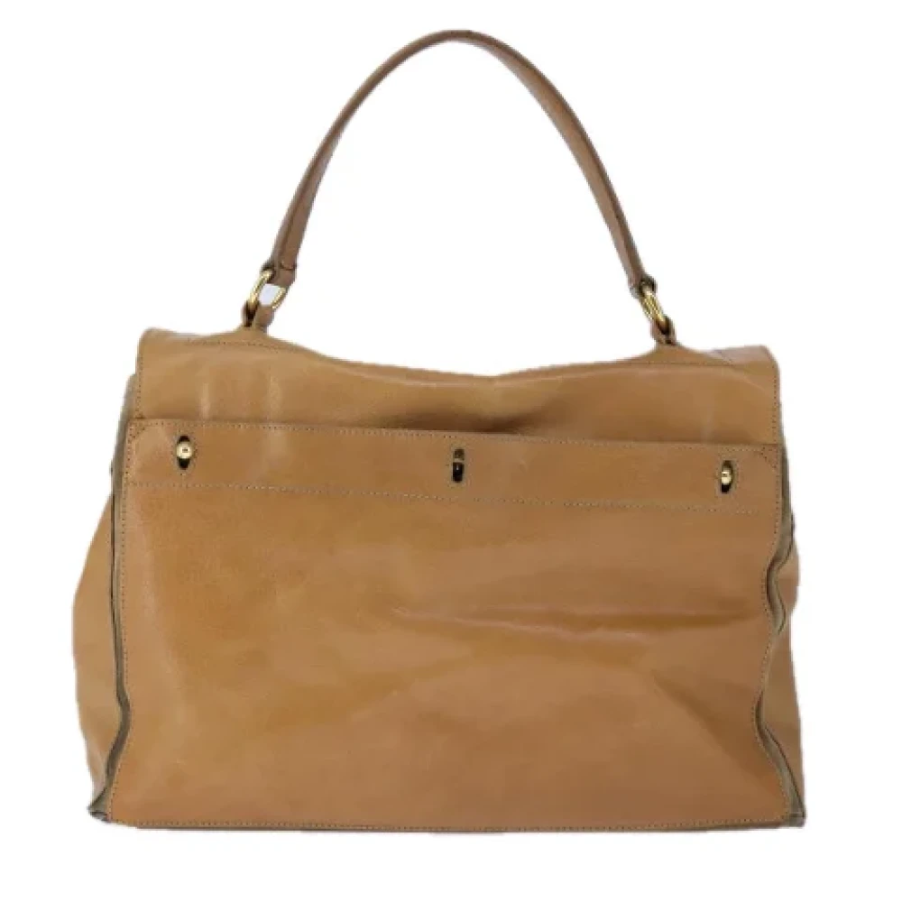 Saint Laurent Vintage Pre-owned Leather handbags Beige Dames
