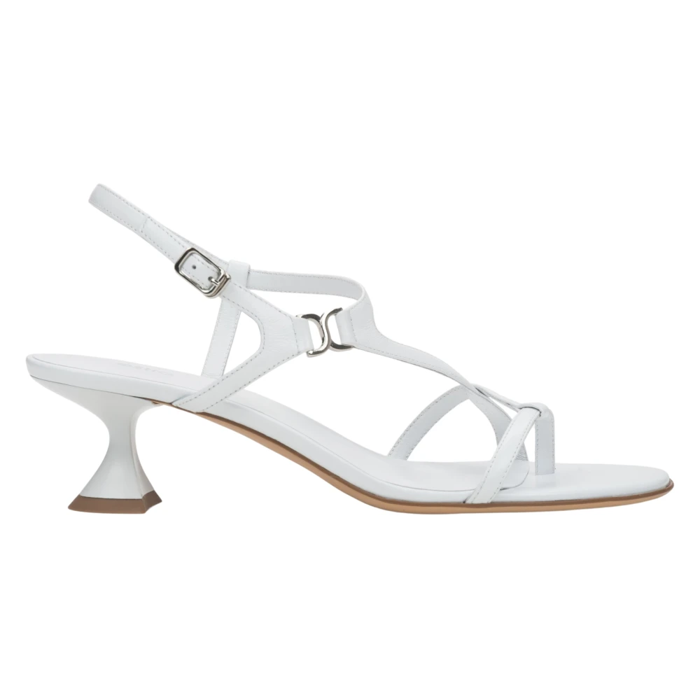Estro White High Heel Sandals, Female, 3 Uk, Funnel Heel Woven-Strap Sandals