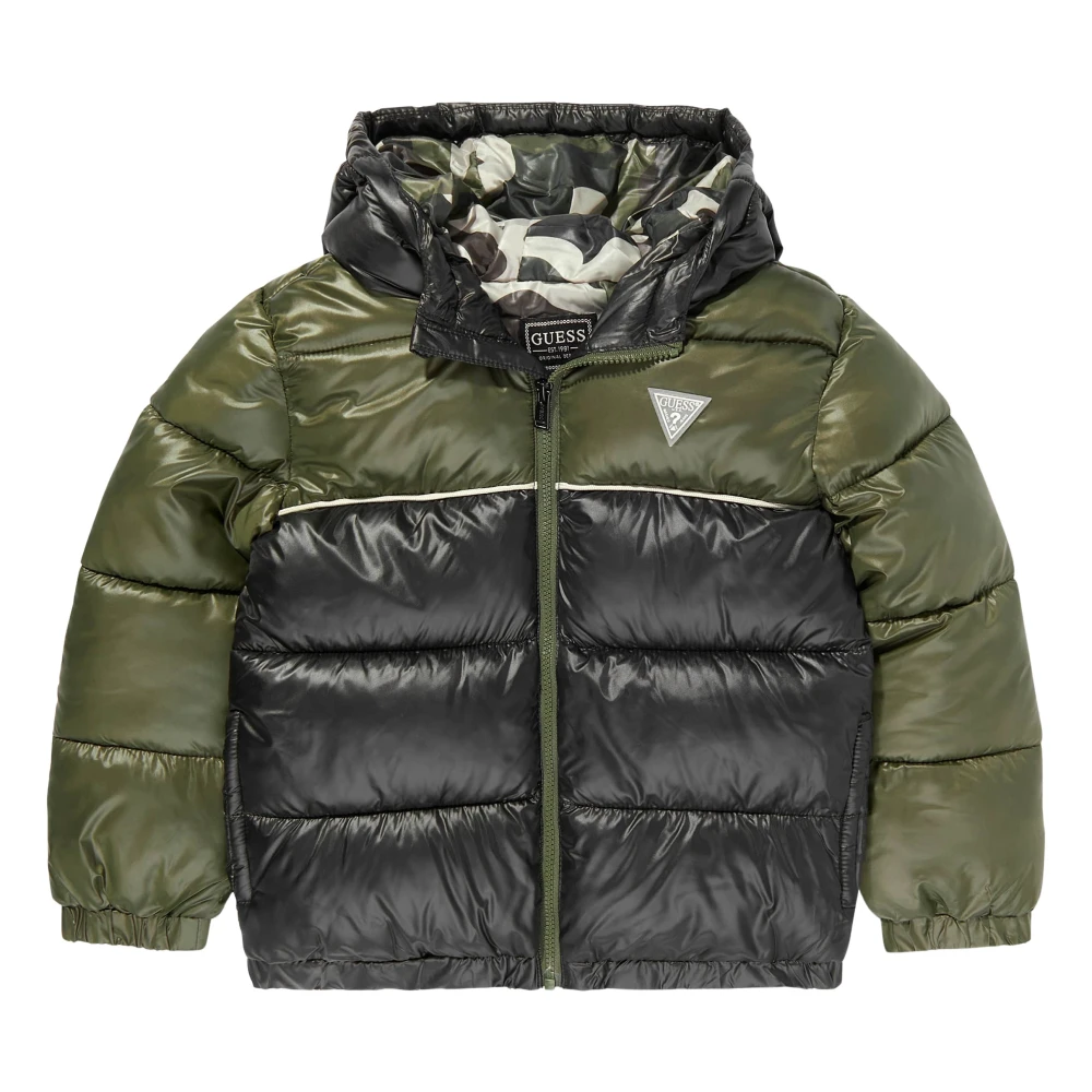 Guess Boys Green Winter Jackets, 10 Y, Hooded Puffer Jacket