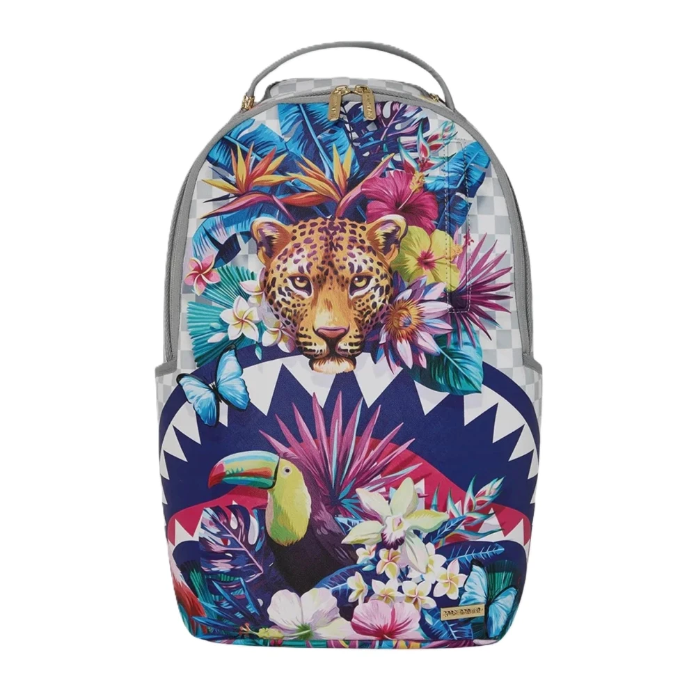 Sprayground Unisex Multicolor Backpacks, One Size, Flowering Jungle Shark Backpack