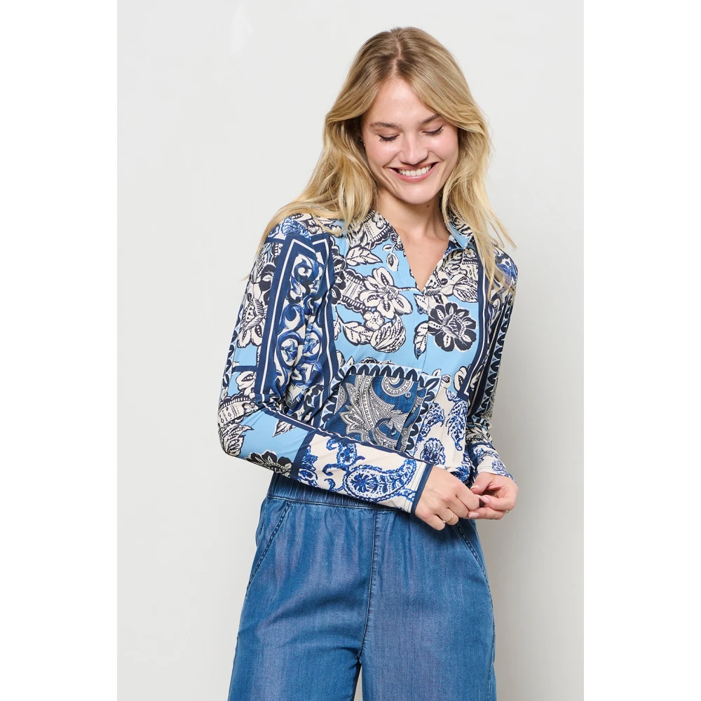 &Co Woman Overhemd met lange mouwen effen kleur Blue Dames