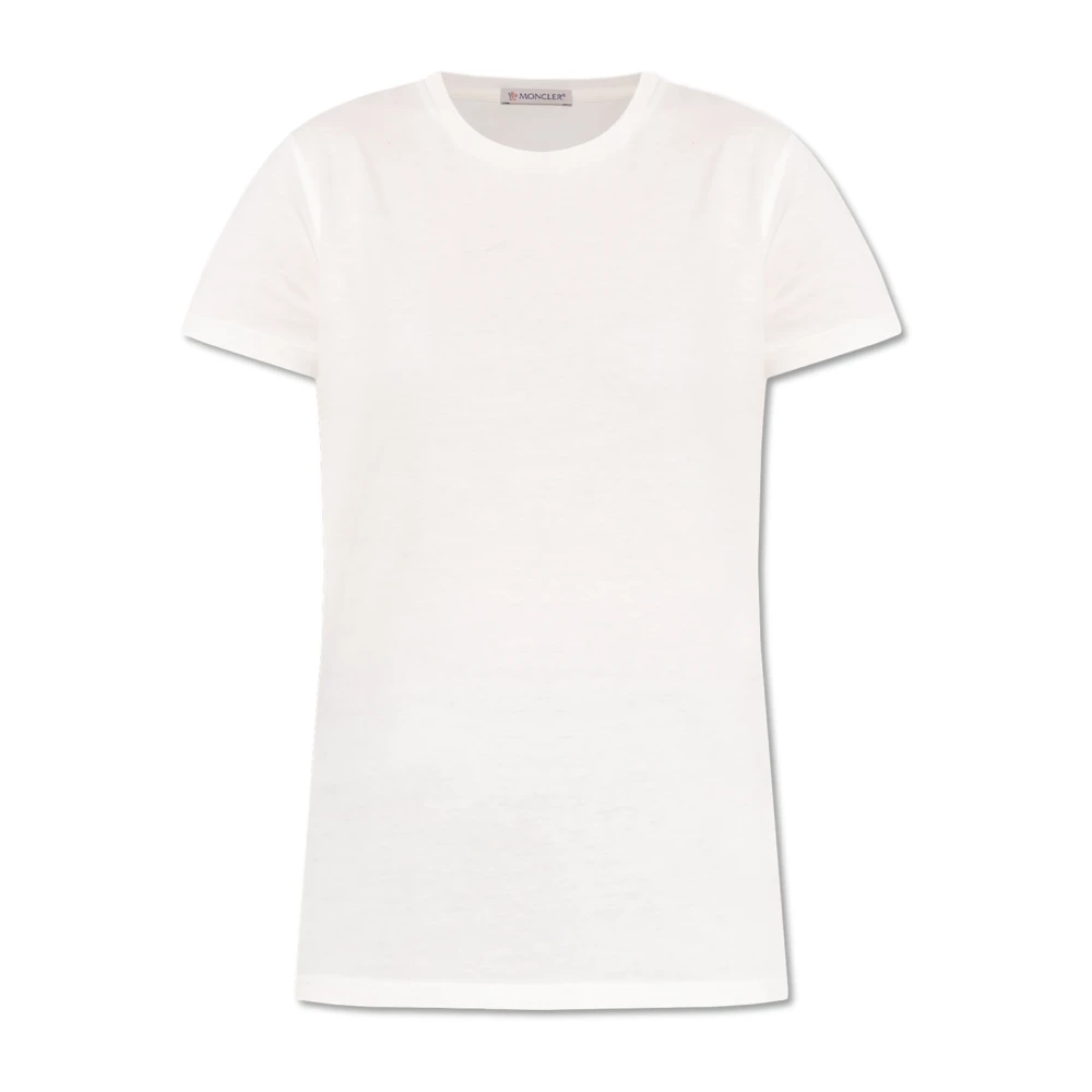 Moncler Katoenen T-shirt met ronde halslijn White Dames