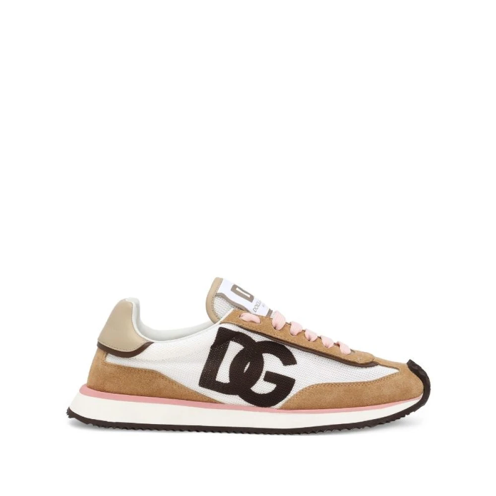 Dolce & Gabbana Witte Logo Sneaker Cacao Stijl Dames Schoenen Veelkleurig Multicolor