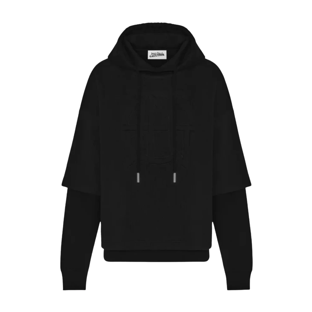 Jean Paul Gaultier Zwarte gelaagde hoodie met capuchon Black Dames