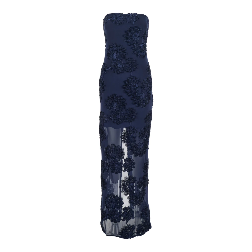 Rotate Birger Christensen Women's Blue 3D Mesh Maxi Dress