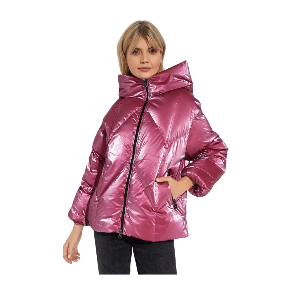Hetregó Roze Metallic Gewatteerde Jas Muriel Purple Dames