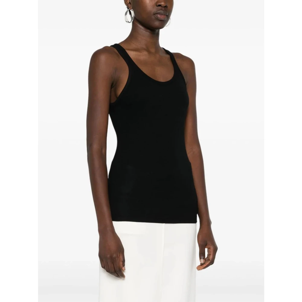 Agolde Zwarte Mouwloze Ribgebreide Top Black Dames