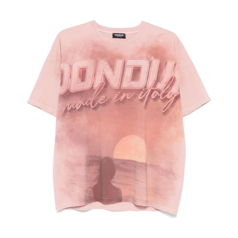 Dondup Roze Grafische Print Crew Neck T-shirt Pink Dames