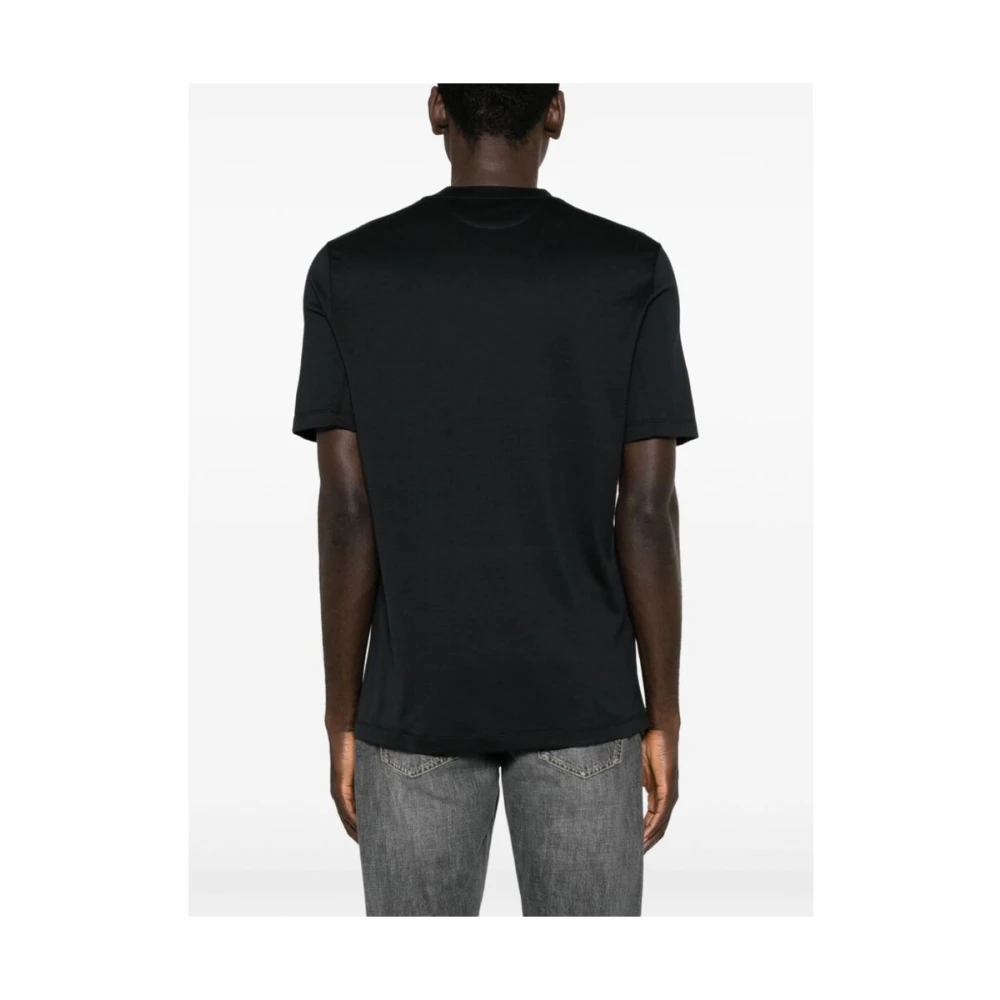 BRUNELLO CUCINELLI Zwart Katoen-Zijde Mix Crew Neck T-shirt Black Heren