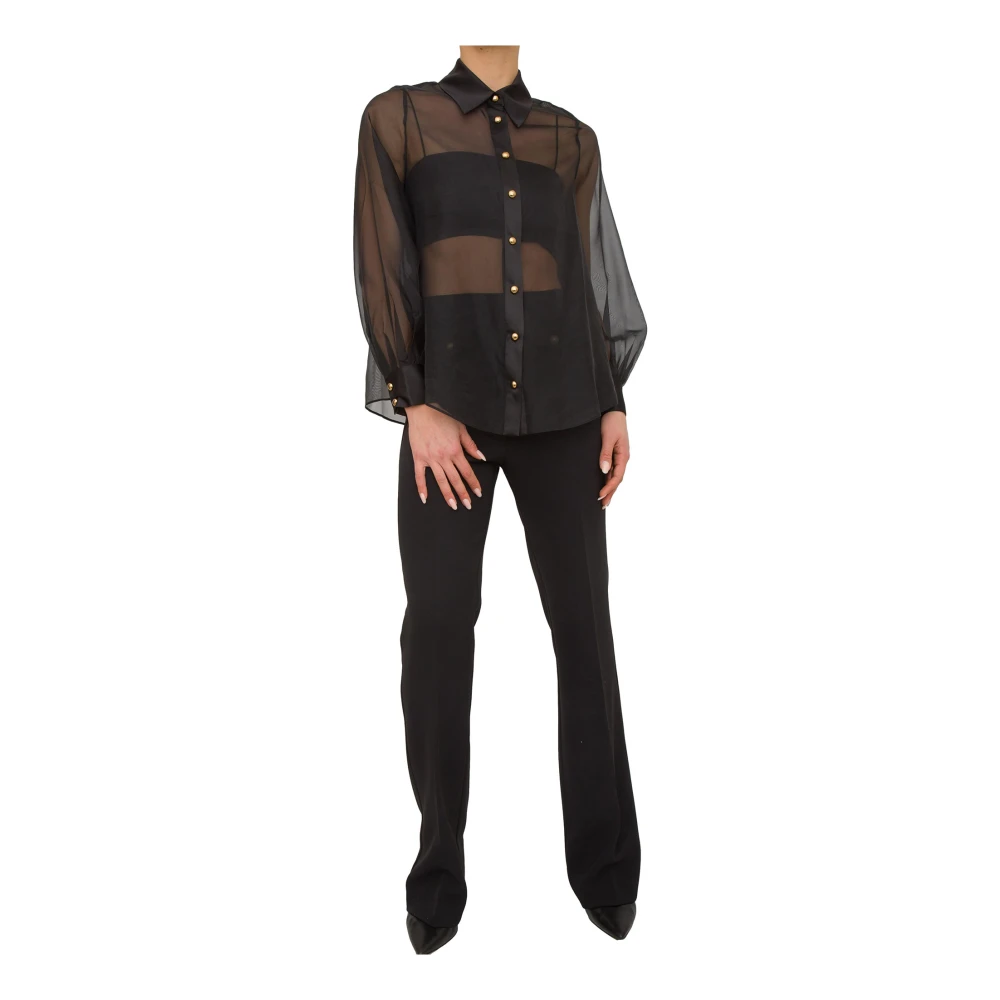 Nenette Zwarte Organza Shirt Black Dames