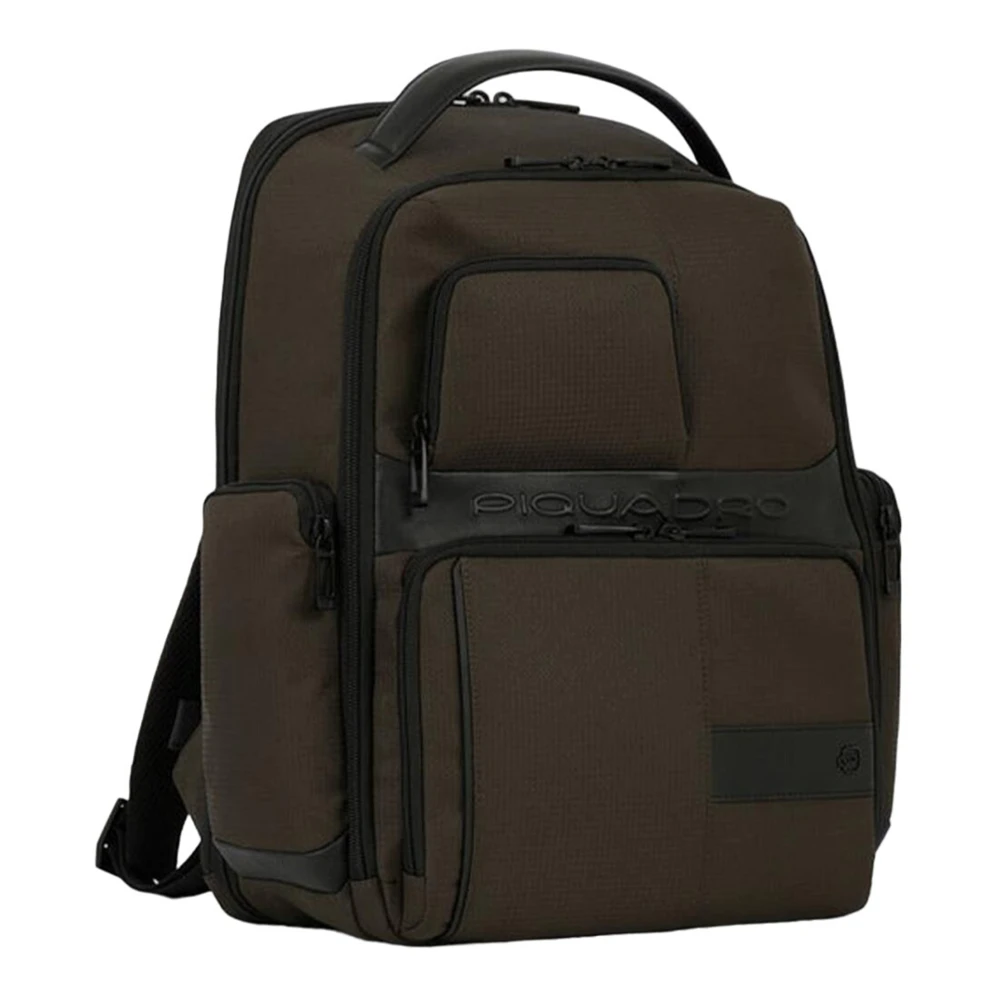 Piquadro Groene Leren en Stoffen Rugzak Green Heren