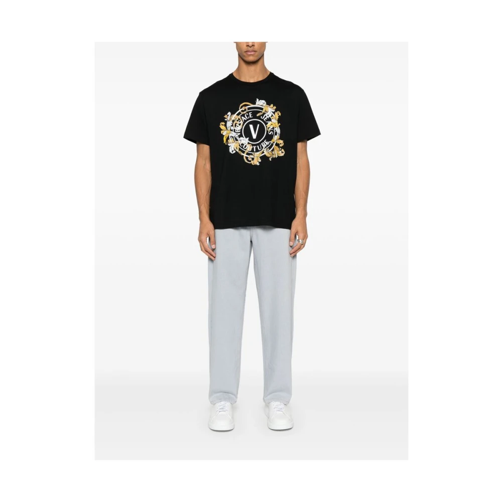 Versace Jeans Couture Zwart Crew Neck Korte Mouwen T-shirt Black Heren