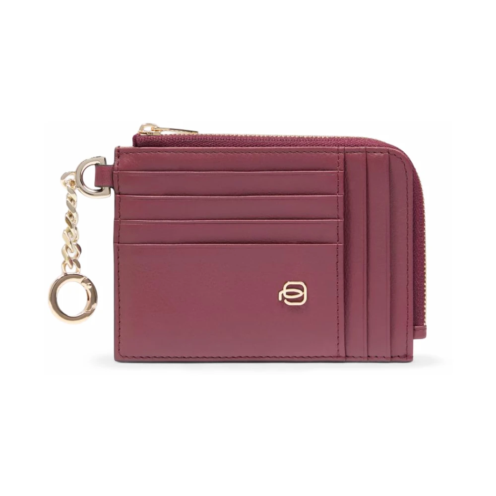 Piquadro Femme Rouge Accessoires, Taille: One Size Porte-Cartes Avec Poche Zippée Pour La Monnaie