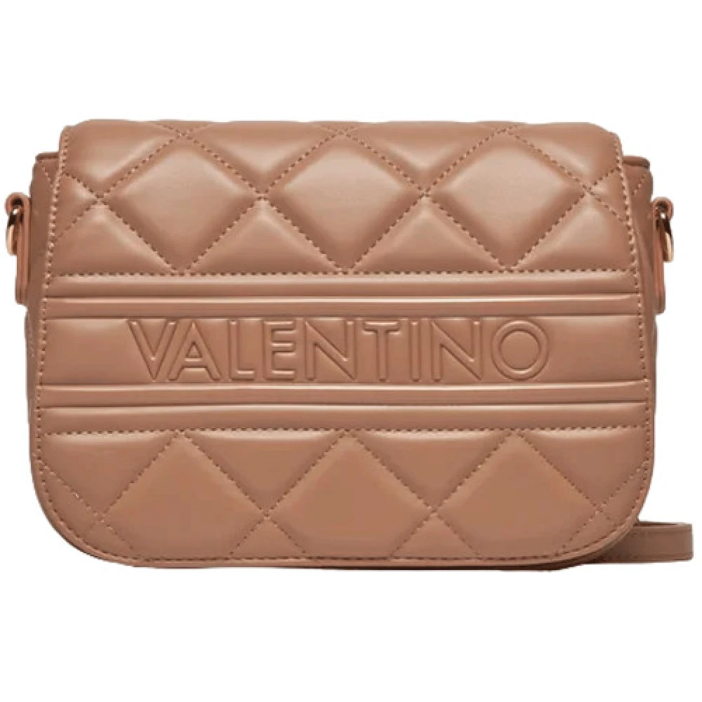 Valentino by Mario Valentino Beige Quiltad Flap Handväska med Justerbar Rem Beige, Dam