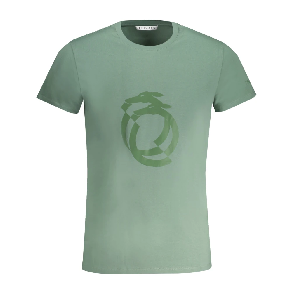 Trussardi Groen Heren T-shirt Korte Mouwen Logo Print Green Heren