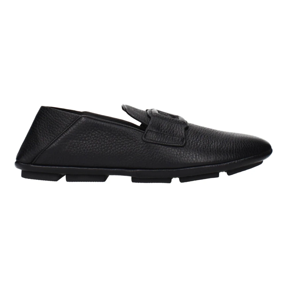 Dolce & Gabbana Black Leather Slip-On Loafers - Male - Loafers - Black - 7 Uk - Shoes