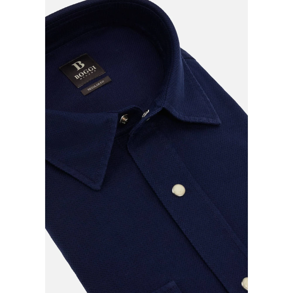 Boggi Milano Regular Fit Katoenen Overhemd Blue Heren