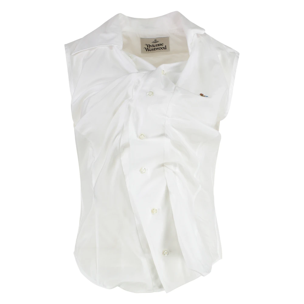 Vivienne Westwood Women's White Silk-Cotton Blend Sleeveless Top - Sleeveless Tops - M - Tops