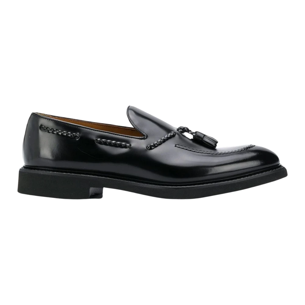 Doucal's Zwarte Leren Loafer Platte Schoenen Black Heren