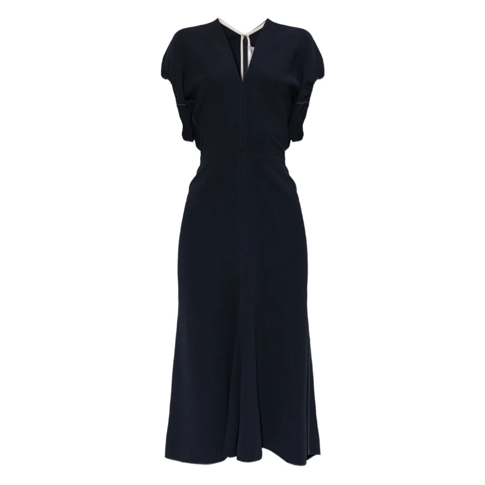 Victoria Beckham Women's Blue Midi Dresses, L, V-Neck Midi Dress