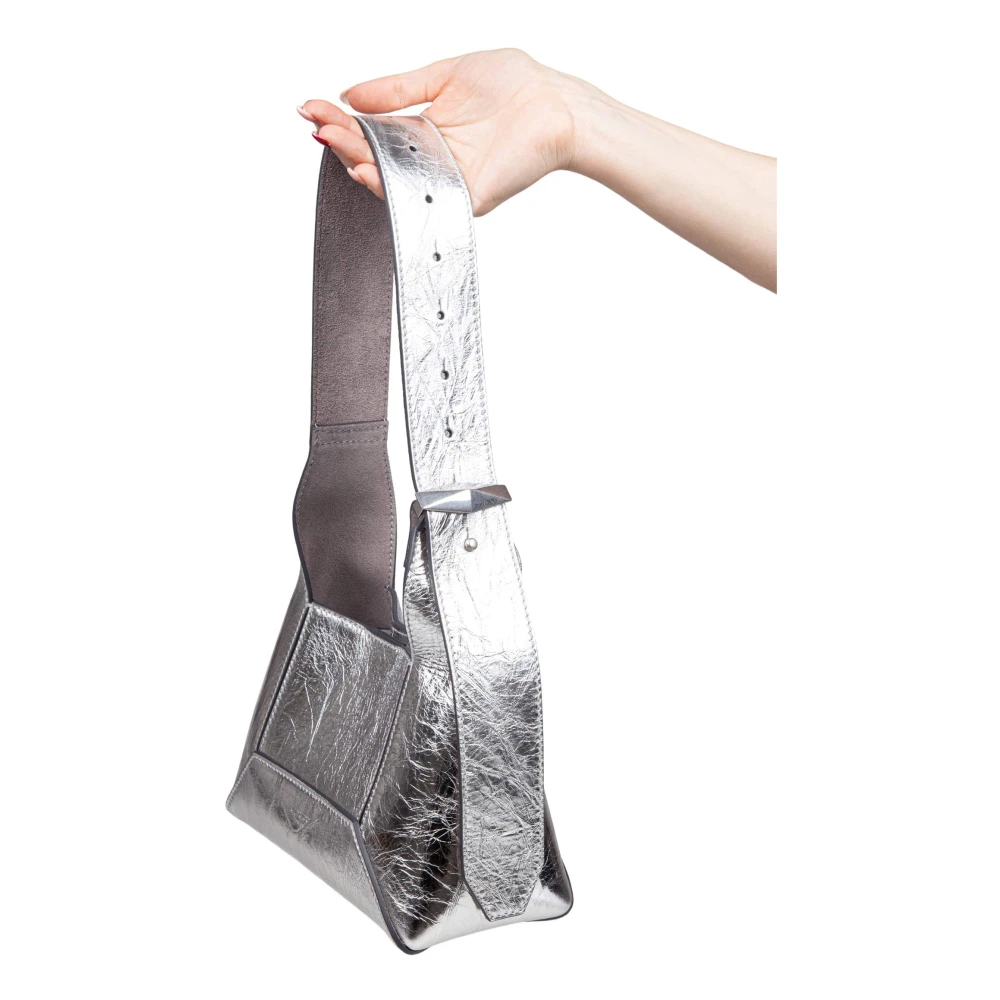 Jimmy Choo Zilveren gelamineerde leren schoudertas Gray Dames