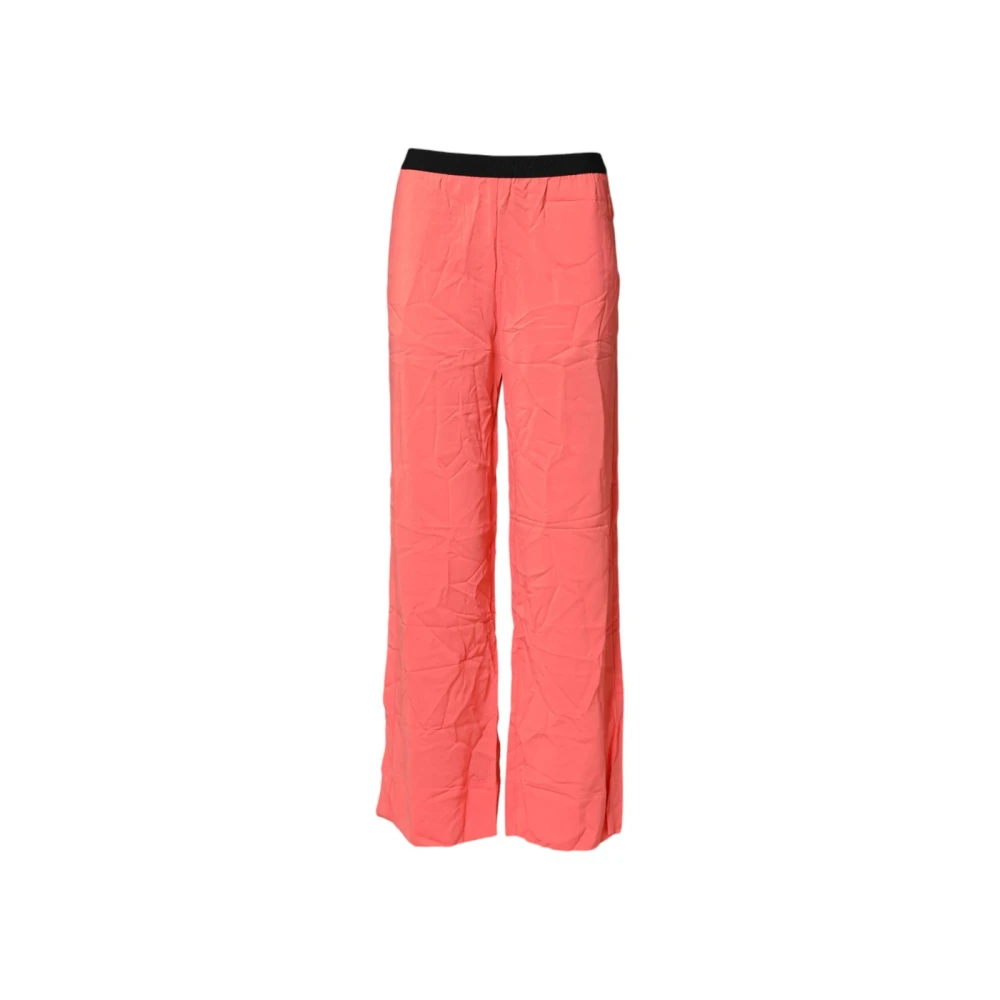 Jucca Women's Pink Wide Trousers, Xs, High Waist Straight Wide Leg Trouser Trousers