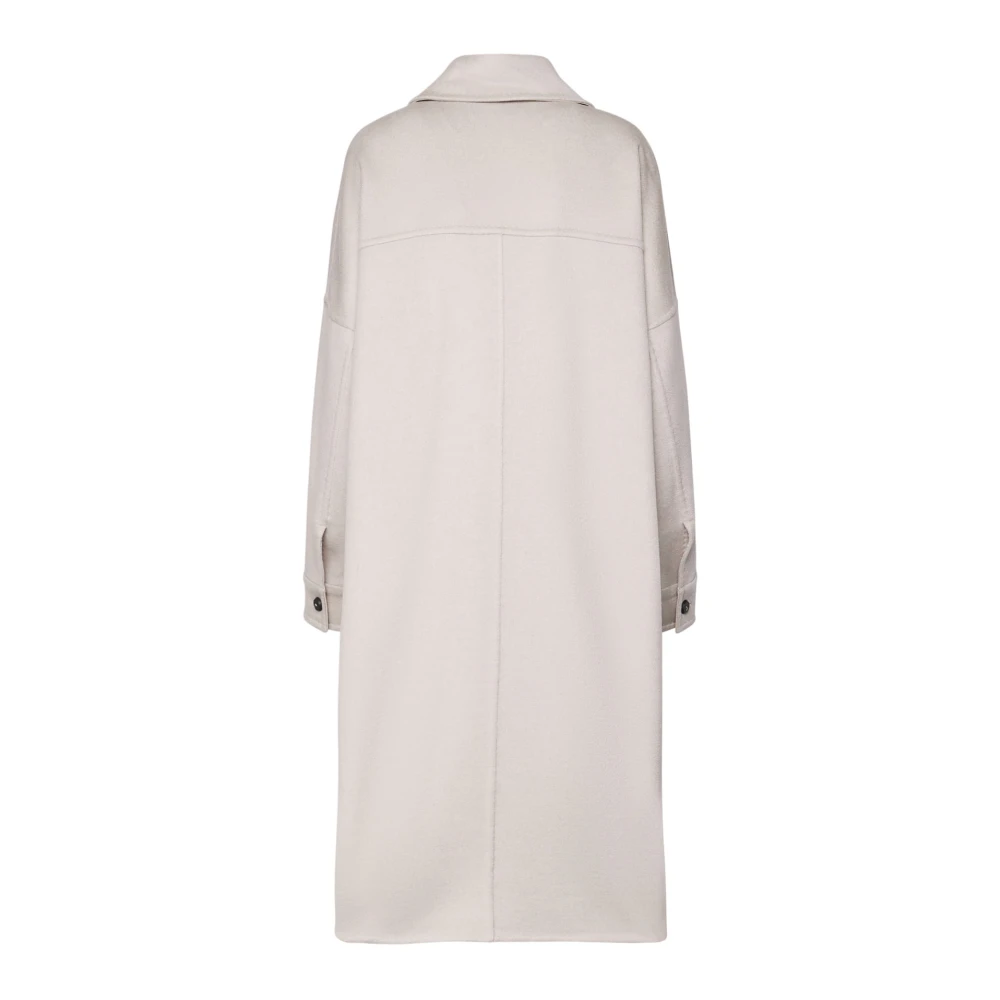 Max Mara Beige Mantel met Overhemdkraag Beige Dames