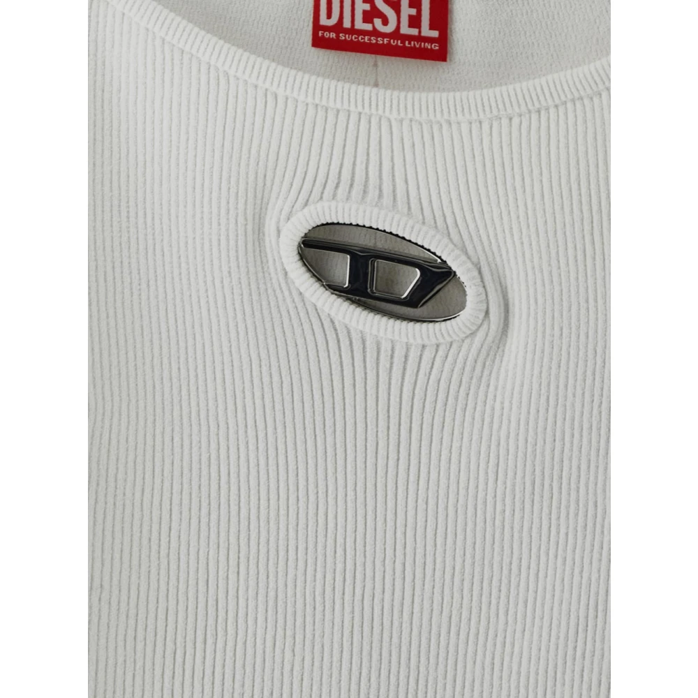 Diesel Katoenen Logo T-shirt White Dames